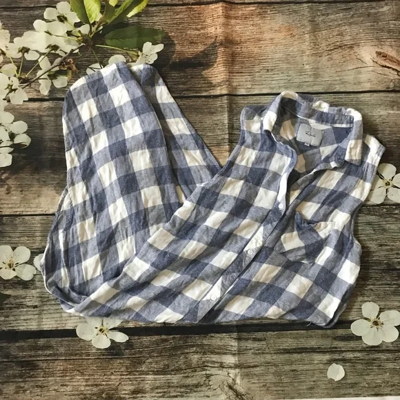 Rails Blue and White Plaid Sleeveless Tunic - Picture 3 of 7